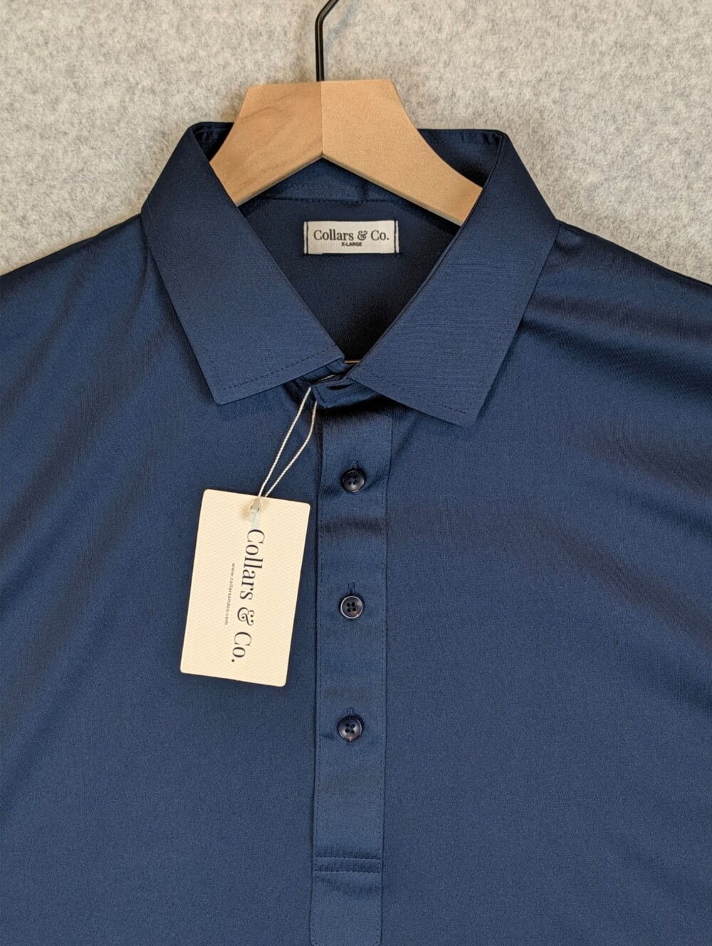 Collars & Co Dress Collar Polo Men's XL Navy Blue Performance New Solid NWT
